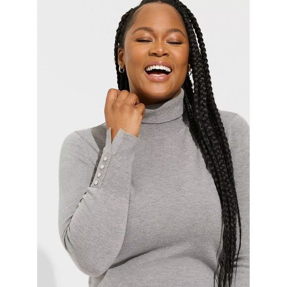 Torrid Everyday Soft Pullover Turtleneck Sweater 1X Gray Long Sleeve #40895216 - Picture 4 of 9